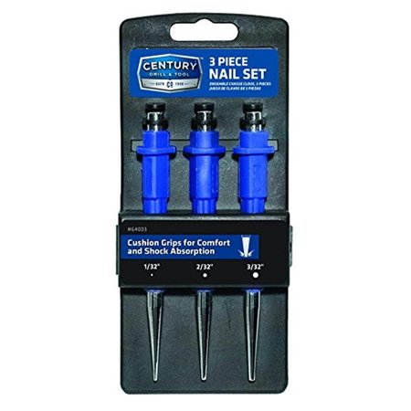 CENTURY DRILL & TOOL Century Drill & Tool 64003 Nail Setter Set - 3 Piece 64003